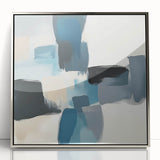Colorful Abstract Wall Art – Teal, Gray & Beige Modern Brush Strokes