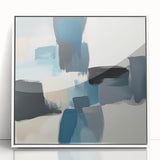 Colorful Abstract Wall Art – Teal, Gray & Beige Modern Brush Strokes