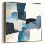 Colorful Abstract Wall Art – Teal, Gray & Beige Modern Brush Strokes