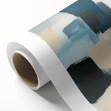 Colorful Abstract Wall Art – Teal, Gray & Beige Modern Brush Strokes