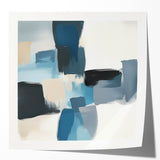 Colorful Abstract Wall Art – Teal, Gray & Beige Modern Brush Strokes