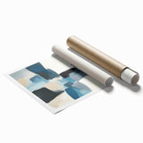 Colorful Abstract Wall Art – Teal, Gray & Beige Modern Brush Strokes