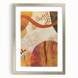 Textured art depicting abstract autumnal hues on a framed silver canvas, ideal for bedroom wall decor.
