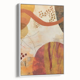 Vintage poster art depicting a fall scene with colorful leaves on a black background, framed canvas.