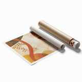 Extra large rolled canvas print featuring delicate floral art in muted autumn tones, ideal for classy bathroom wall art.