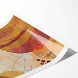 Extra large wall art featuring line art flowers in muted earth tones on rolled canvas, ideal for large living room decor.