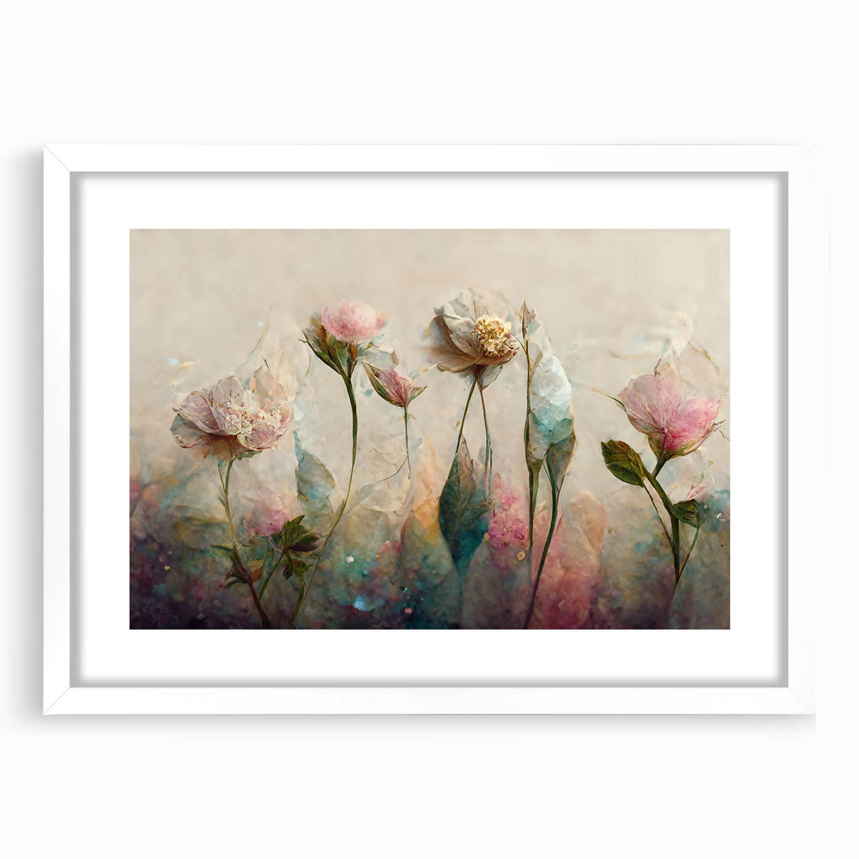 Romantic Floral Living Room Wall Art – Delicate Canvas Print