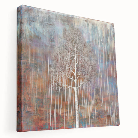 Colorful abstract floral design on a stretched canvas, showcasing vibrant hues of pink, blue, and green. Ideal for modern home decor and art enthusiasts.
