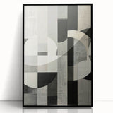 Framed minimalist wall art featuring an abstract design in black acrylic, showcasing sleek lines and modern aesthetics, perfect for contemporary home decor.