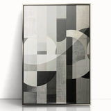 Abstract minimalist wall art featuring a silver-accented frame, showcasing an elegant design with soft hues, perfect for modern home decor. Ideal for enhancing contemporary interiors with its chic aesthetic.