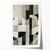 Abstract minimalist wall art print showcasing soft pastel colors and geometric shapes, elegantly rolled and ready for display or framing in a modern home setting.