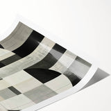 Abstract minimalist wall art print featuring soft pastel colors and geometric shapes, elegantly rolled and packaged in a protective tube for easy display.