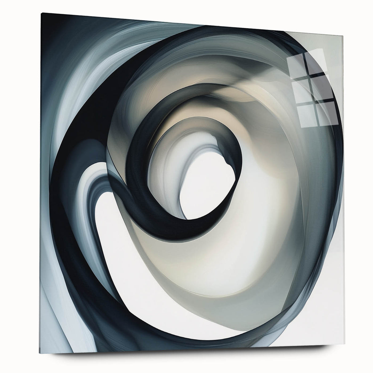 Minimalist Abstract Wall Art – Swirling Black, Beige & Gray Canvas