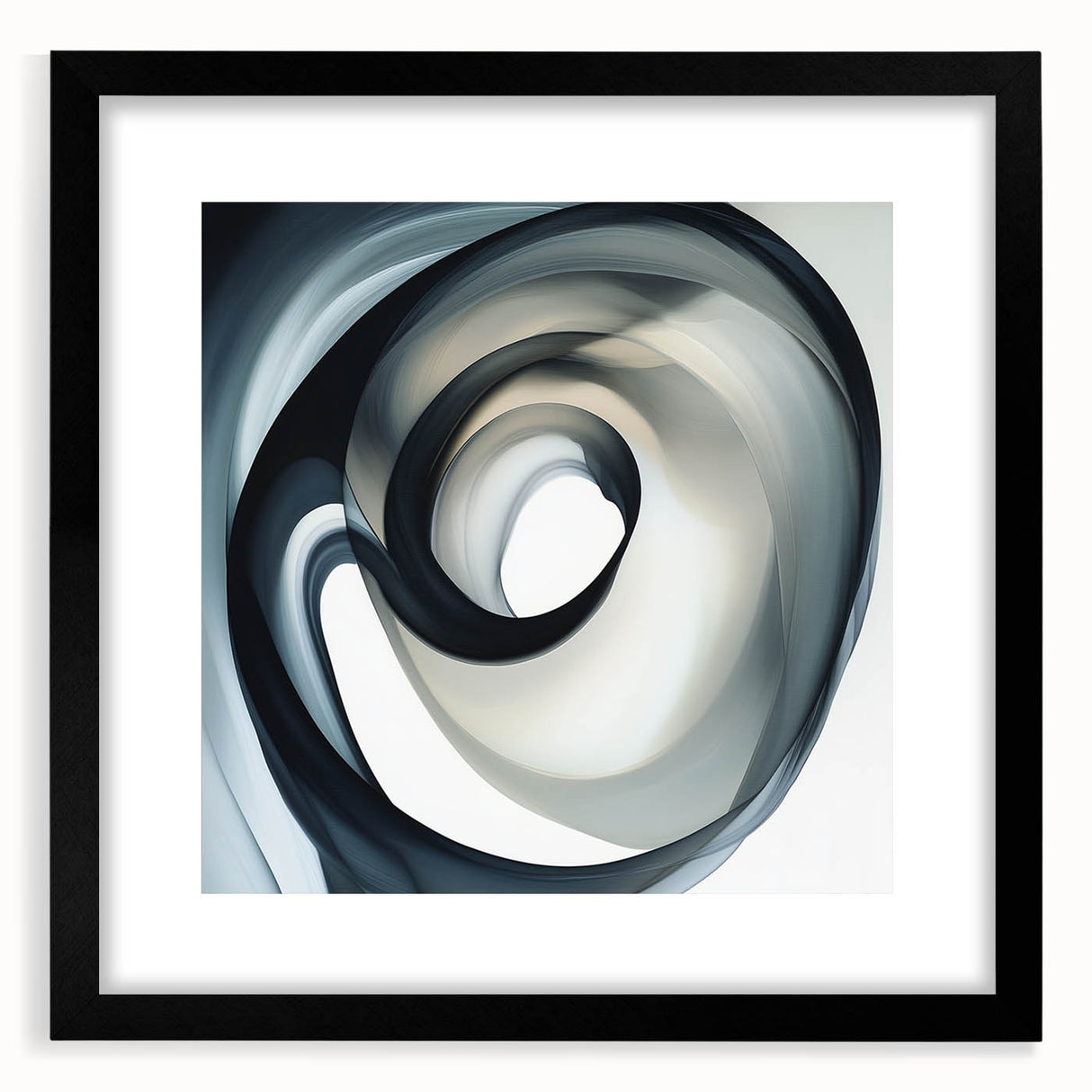 Minimalist Abstract Wall Art – Swirling Black, Beige & Gray Canvas