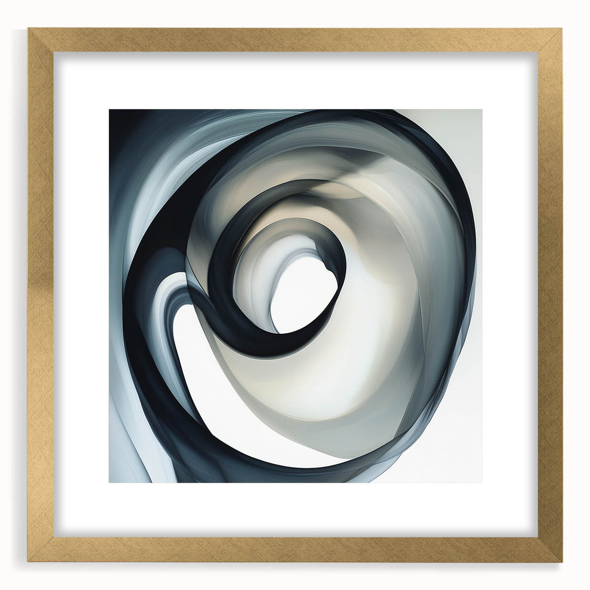 Minimalist Abstract Wall Art – Swirling Black, Beige & Gray Canvas