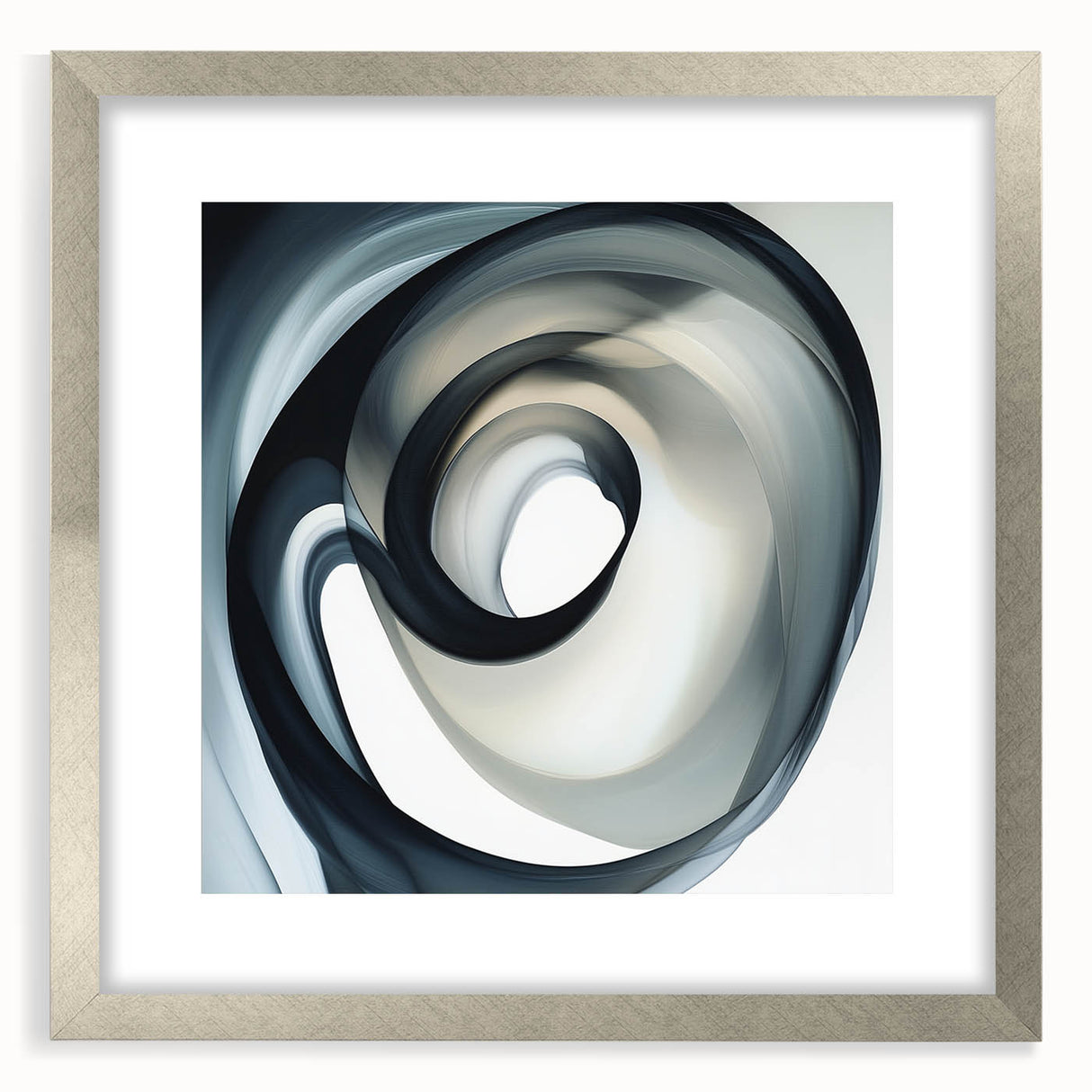 Minimalist Abstract Wall Art – Swirling Black, Beige & Gray Canvas