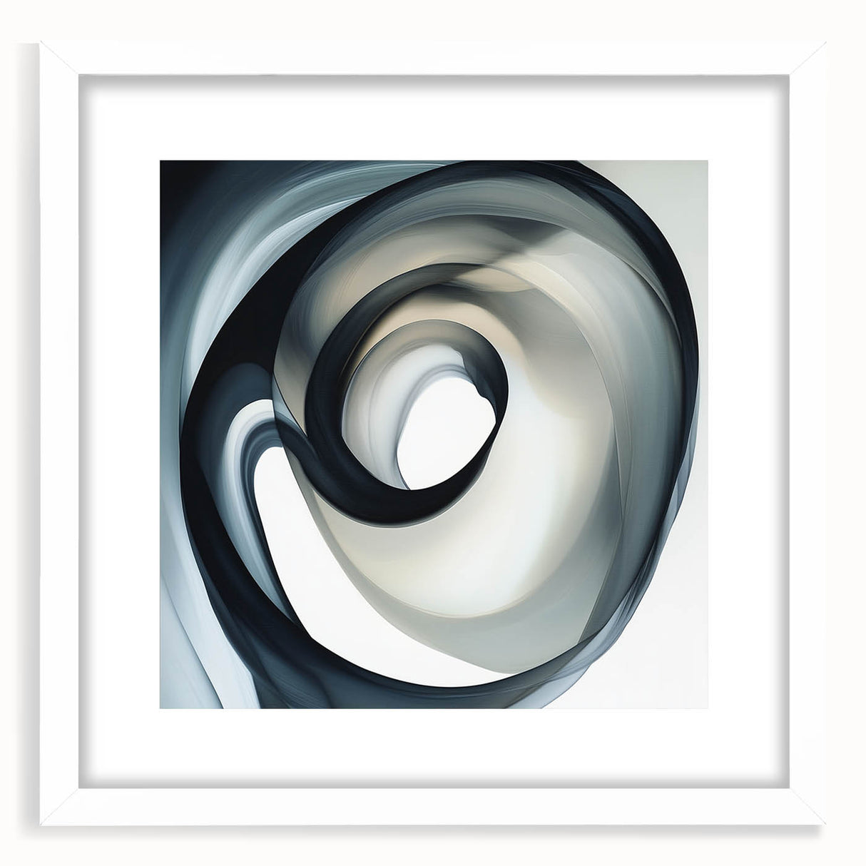 Minimalist Abstract Wall Art – Swirling Black, Beige & Gray Canvas