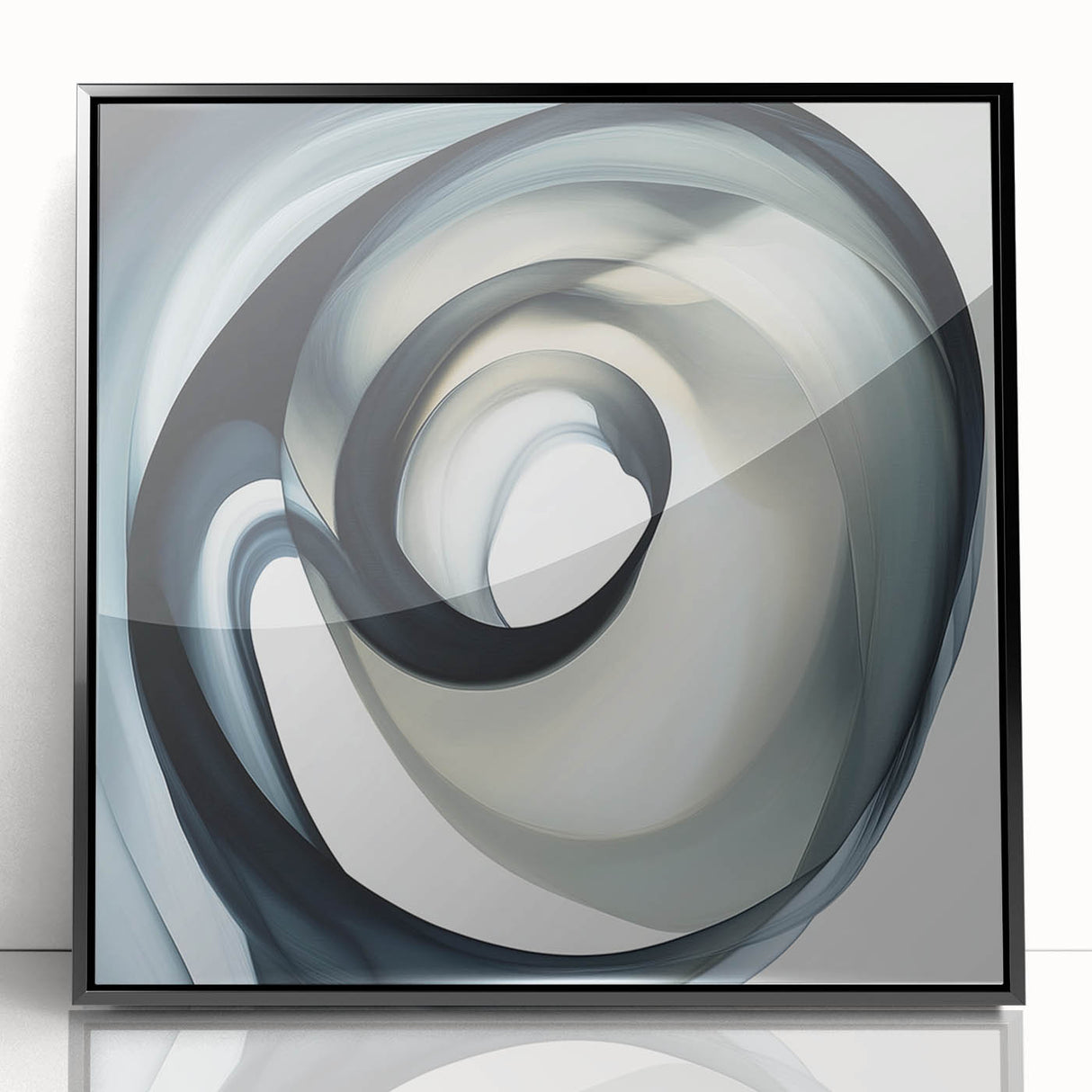 Minimalist Abstract Wall Art – Swirling Black, Beige & Gray Canvas