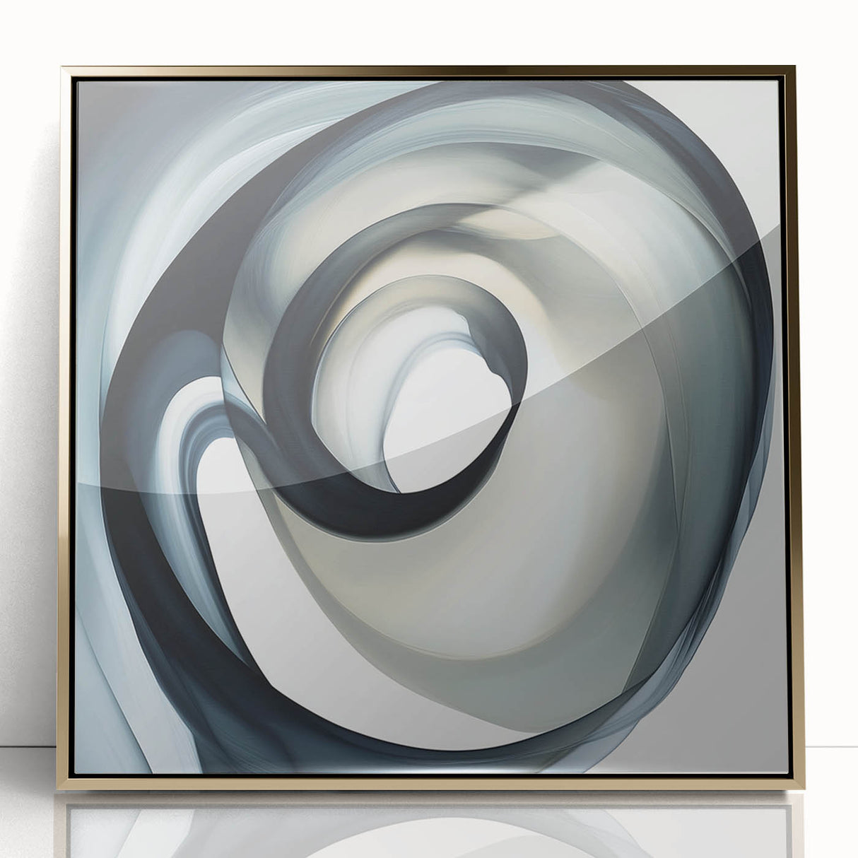 Minimalist Abstract Wall Art – Swirling Black, Beige & Gray Canvas