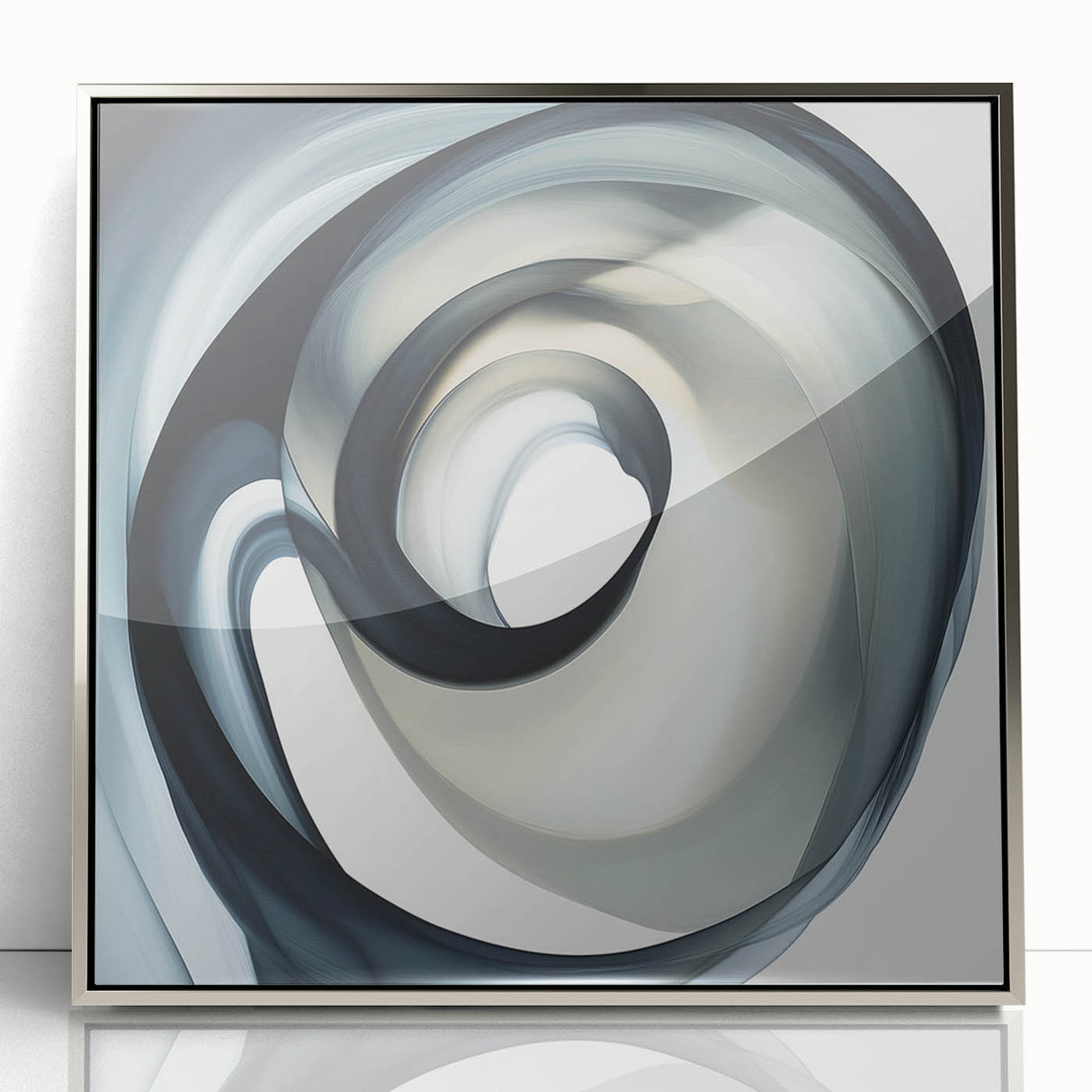 Minimalist Abstract Wall Art – Swirling Black, Beige & Gray Canvas