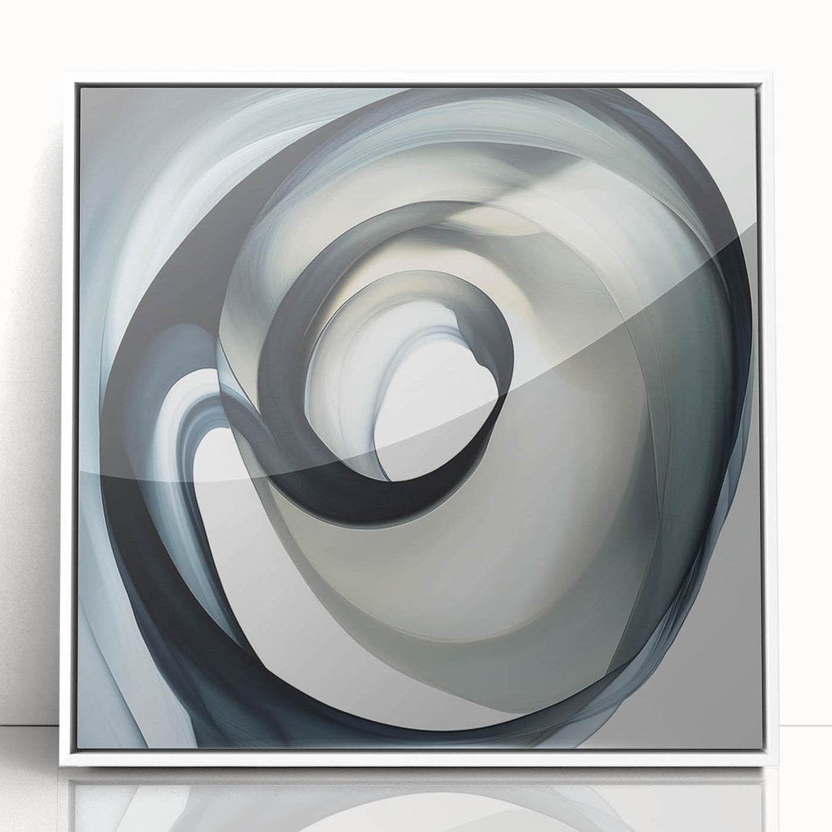Minimalist Abstract Wall Art – Swirling Black, Beige & Gray Canvas