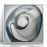 Minimalist Abstract Wall Art – Swirling Black, Beige & Gray Canvas