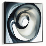 Minimalist Abstract Wall Art – Swirling Black, Beige & Gray Canvas
