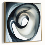 Minimalist Abstract Wall Art – Swirling Black, Beige & Gray Canvas