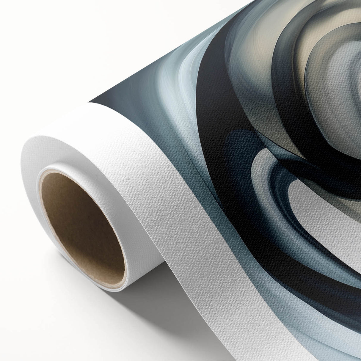 Minimalist Abstract Wall Art – Swirling Black, Beige & Gray Canvas