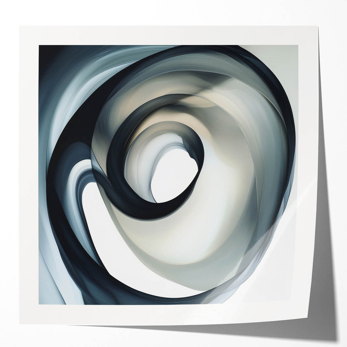Minimalist Abstract Wall Art – Swirling Black, Beige & Gray Canvas