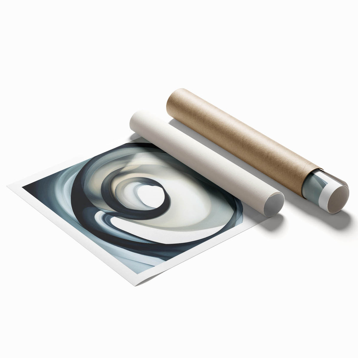 Minimalist Abstract Wall Art – Swirling Black, Beige & Gray Canvas