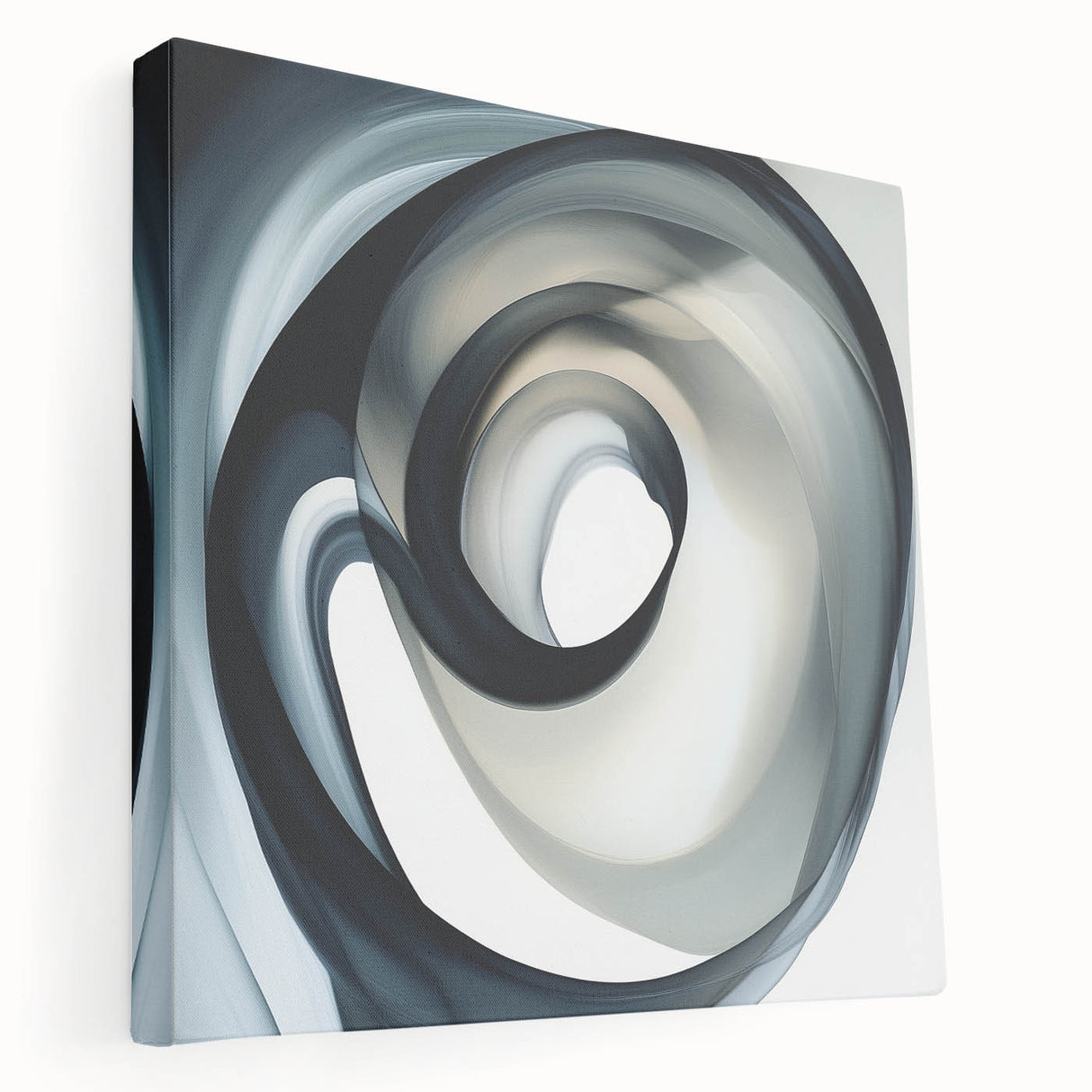 Minimalist Abstract Wall Art – Swirling Black, Beige & Gray Canvas
