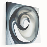 Minimalist Abstract Wall Art – Swirling Black, Beige & Gray Canvas