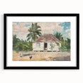 Native Hut at Nassau Realism Art Print - Tropical Landscape Canvas Decor