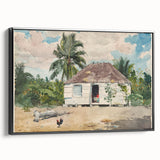 Native Hut at Nassau Realism Art Print - Tropical Landscape Canvas Decor