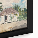 Native Hut at Nassau Realism Art Print - Tropical Landscape Canvas Decor