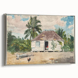 Native Hut at Nassau Realism Art Print - Tropical Landscape Canvas Decor