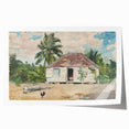 Native Hut at Nassau Realism Art Print - Tropical Landscape Canvas Decor