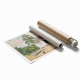 Native Hut at Nassau Realism Art Print - Tropical Landscape Canvas Decor