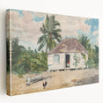 Native Hut at Nassau Realism Art Print - Tropical Landscape Canvas Decor