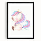 Nursery Wall Art - Cute Pastel Unicorn Print for Kids Room Decor