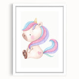 Nursery Wall Art - Cute Pastel Unicorn Print for Kids Room Decor