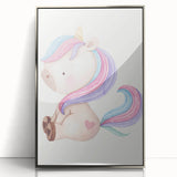 Nursery Wall Art - Cute Pastel Unicorn Print for Kids Room Decor