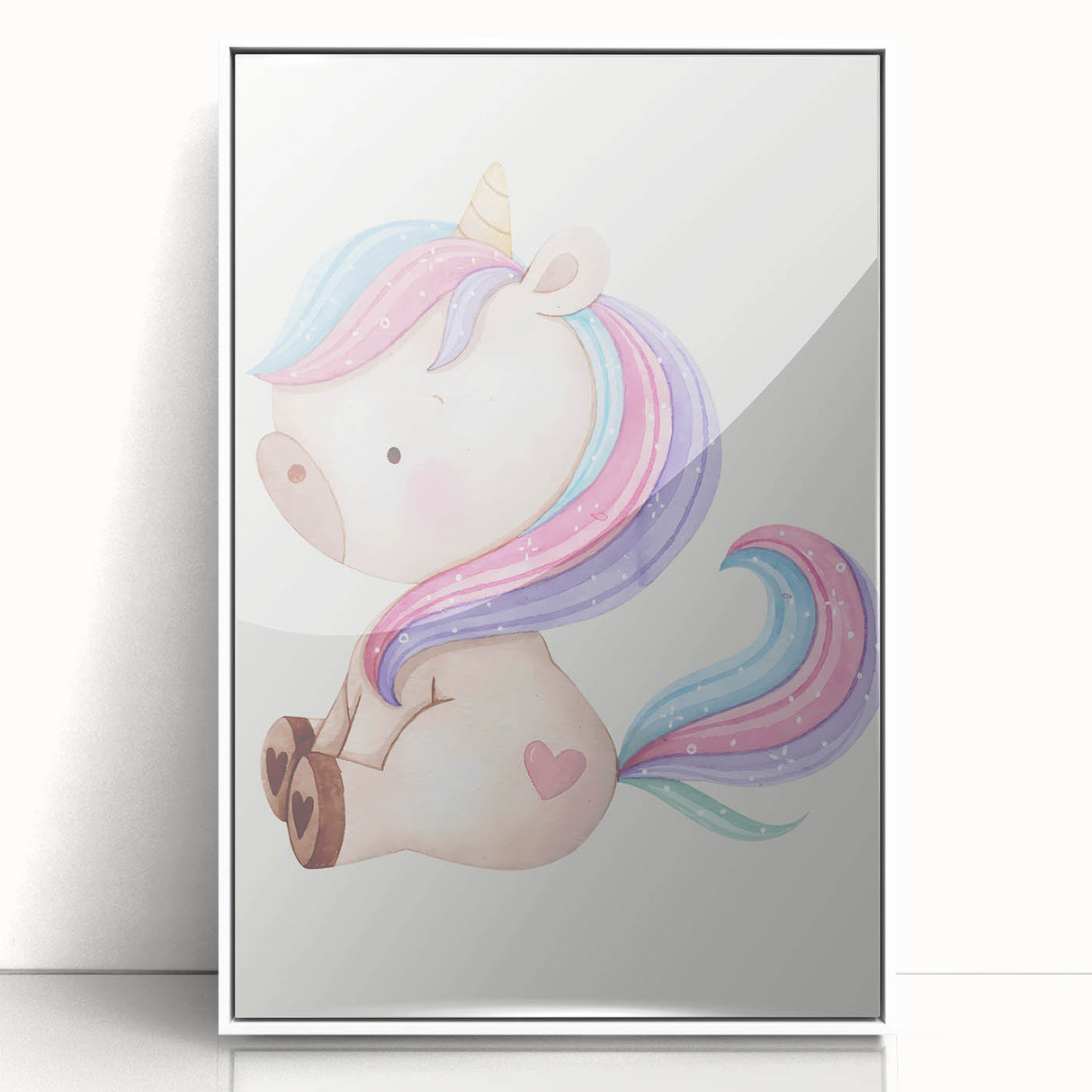 Nursery Wall Art - Cute Pastel Unicorn Print for Kids Room Decor