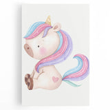 Nursery Wall Art - Cute Pastel Unicorn Print for Kids Room Decor