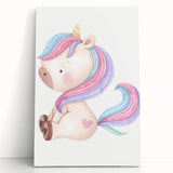 Nursery Wall Art - Cute Pastel Unicorn Print for Kids Room Decor
