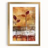 Extra large abstract art print featuring textured fall-themed colors in a gold frame, ideal for living room decor.