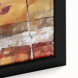 Extra large framed canvas featuring a textured, colorful abstract design in muted autumn hues, ideal for living room decor.