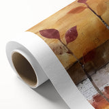 Art deco poster of fall seasons in orange and brown hues, ideal as nursery wall art or dining room decor.