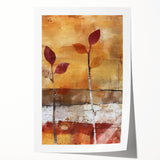 Extra large rolled print of autumnal floral design in warm orange and brown tones, ideal for dining room wall art.